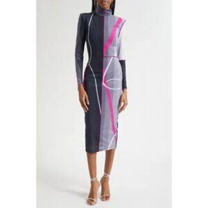 Israella Kobla NEETA  Sheer Knit Mock Neck Dress  Sz: XL